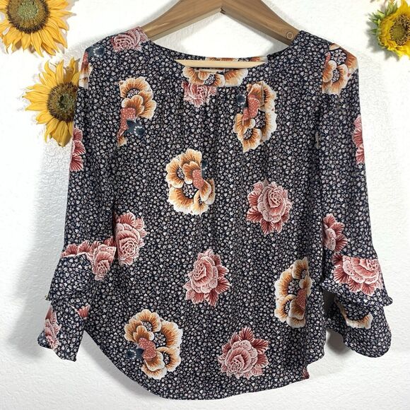 Loft Outlet Floral Ruffle 3/4 Sleeve Blouse Size XS Women’s - Picture 1 of 6